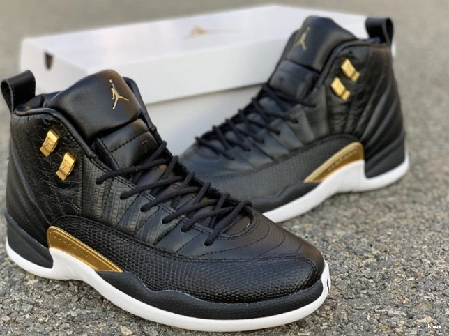 Rep AO6068-007 Black 'Reptile' Retro Gold-White Air 12 Metallic Jordan 0627